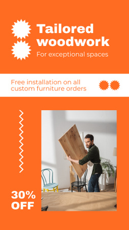 Upeita huonekalujen puusepäntyötä ja asennusta alennuksella Instagram Story Design Template