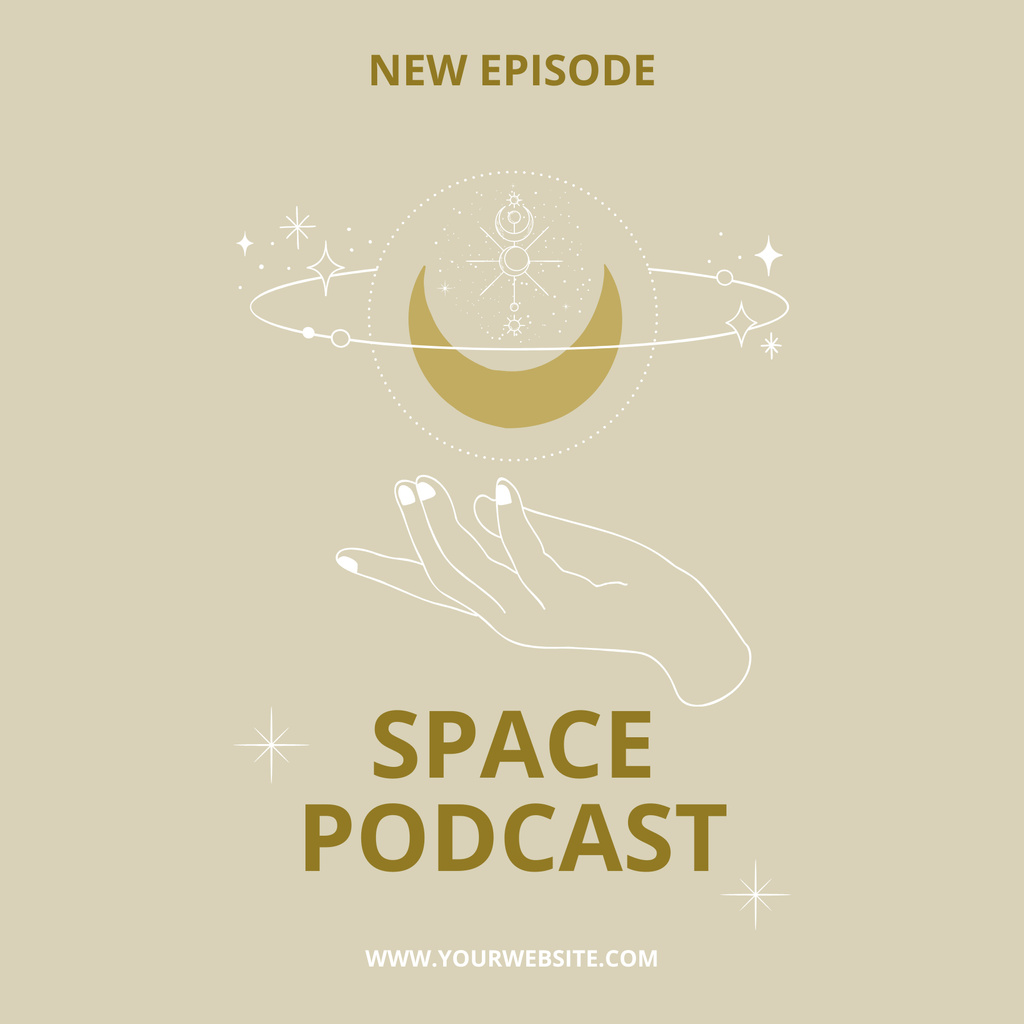 Template di design Podcast New Episode Announcement about Space Podcast Cover