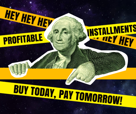 Template di design Funny Joke with George Washington's Illustration Facebook