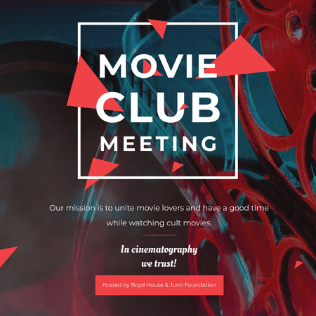 Ontwerpsjabloon van Instagram van Movie club meeting Announcement