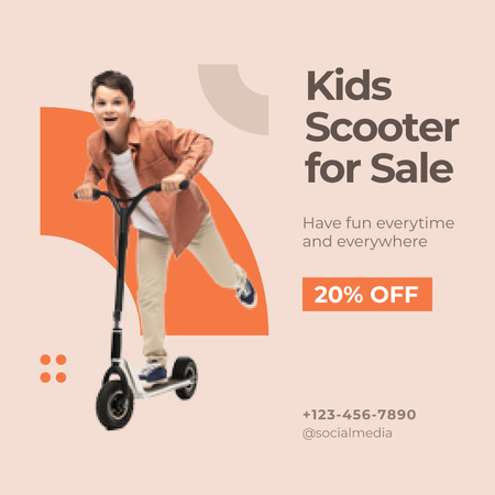 Ontwerpsjabloon van Instagram van Kids Scooters Sale with Boy