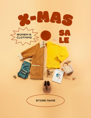 Christmas Clothes Sale Ad Flyer 8.5x11in Design Template
