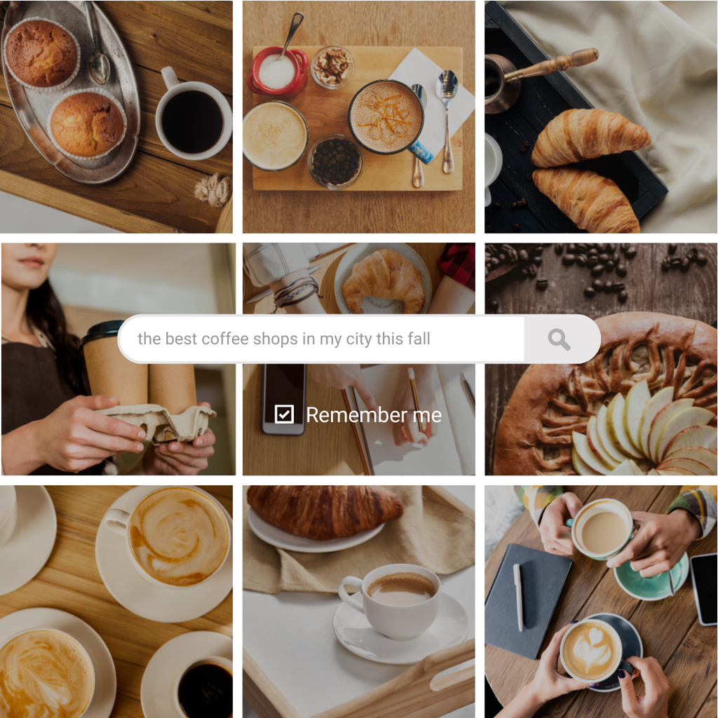 Delicious Breakfast with Coffee and Croissants Instagram Šablona návrhu