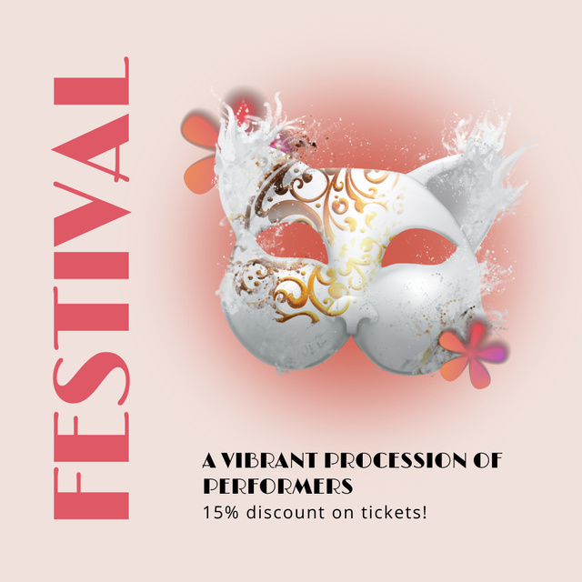Platilla de diseño Amusing Festival With Masks Performance At Discounted Rates Animated Post