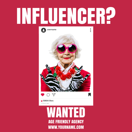 Designvorlage social media influencer für altersgerechte agentur für Instagram