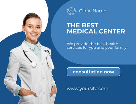 Modèle de visuel Annonce du meilleur centre médical - Thank You Card 5.5x4in Horizontal