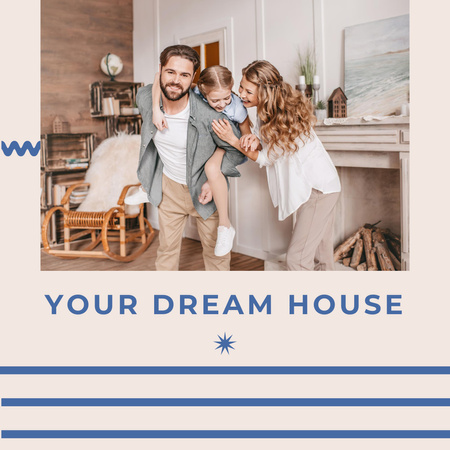 Família feliz na casa dos sonhos Instagram Modelo de Design