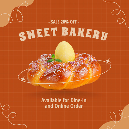 Sweet Bakery com serviço de pedidos online Instagram Modelo de Design