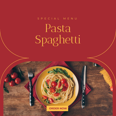 Ontwerpsjabloon van Instagram van Restaurant Menu Offer with Delicious Pasta