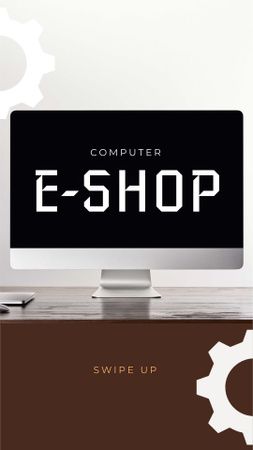 Ontwerpsjabloon van Instagram Story van Computer Online Shop Ad on dark monitor