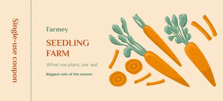 Seedling Farm Ad with Carrots Coupon 3.75x8.25in Design Template