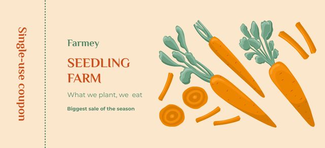 Seedling Farm Ad with Orange Carrots Coupon 3.75x8.25in Design Template