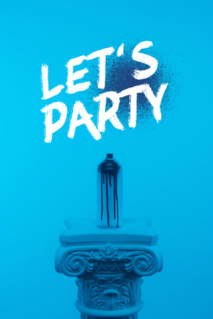 Party Announcement with Aerosol Graffiti Spray Can on Column Flyer 4x6in tervezősablon