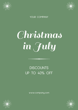 Christmas in July Discount Sale Announcement Postcard A6 Vertical Design Template