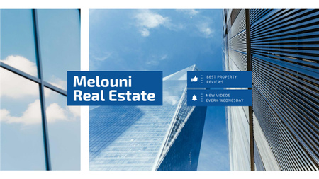 Oferta imobiliária com arranha-céus modernos em azul Youtube Modelo de Design