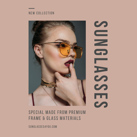 Plantilla de diseño de Anuncio de mujer joven con gafas de sol para gafas Instagram 