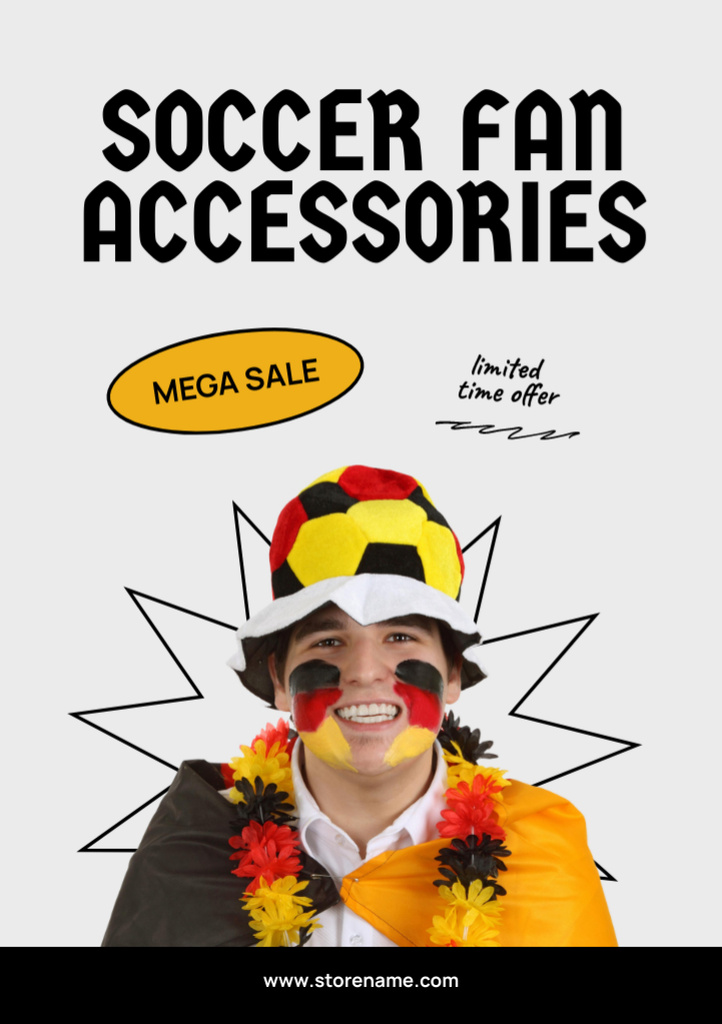 Template di design Whimsical Accessories for Soccer Fan Mega Sale Offer Flyer A5