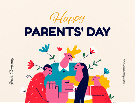 Happy Parents' Day Postcard 4.2x5.5in Modelo de Design