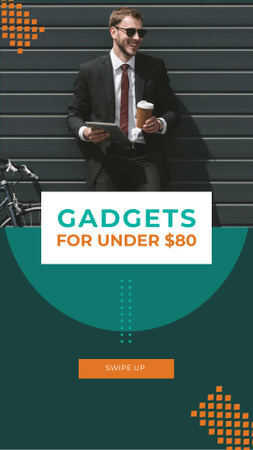 Gadgets Sale with Smiling Businessman Instagram Story Design Template