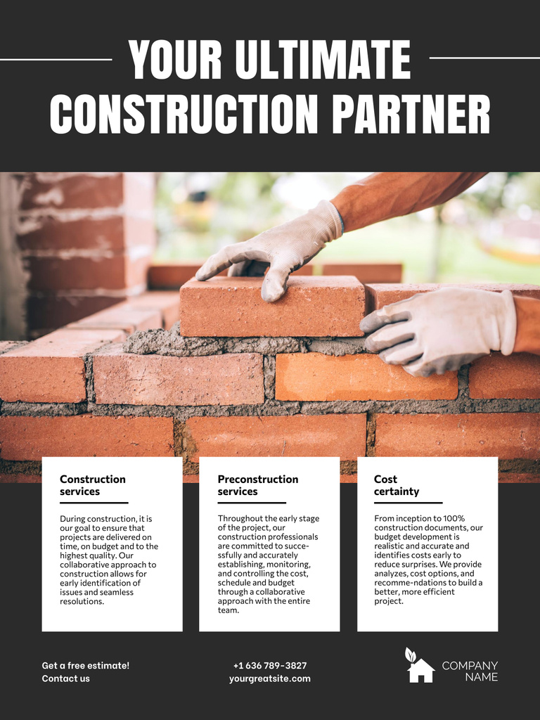 Builder is Building Brick Wall Poster USデザインテンプレート