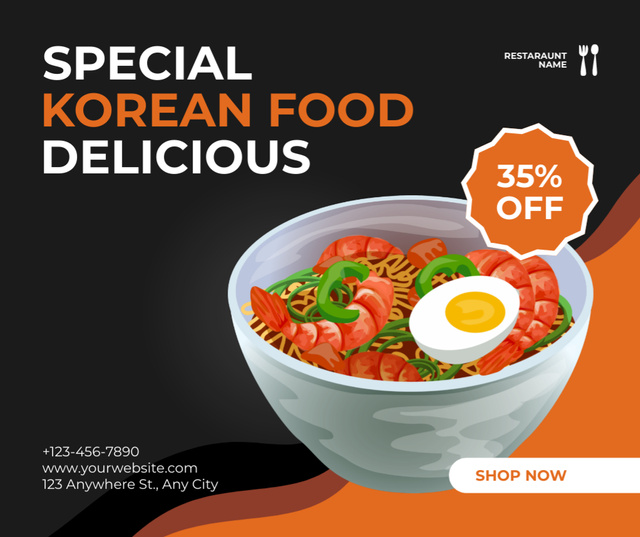 Deal Discounts on Korean Delicious Food Facebook Design Template