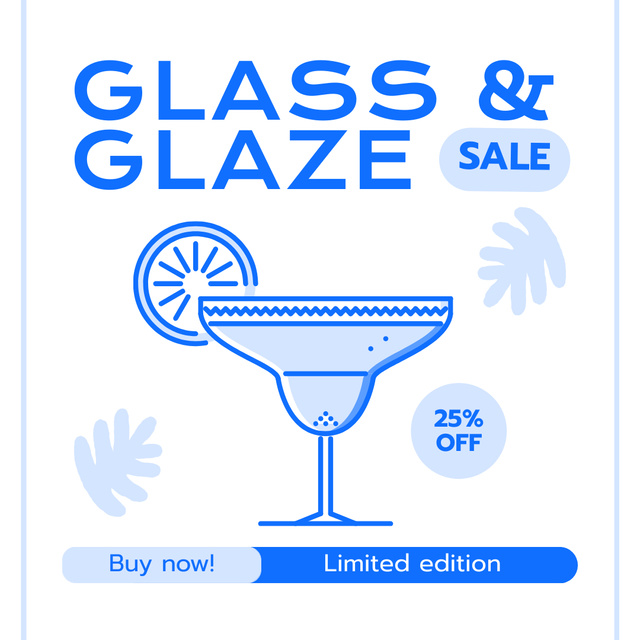 Glassware Sale with Illustration of Cocktail Instagram ADデザインテンプレート