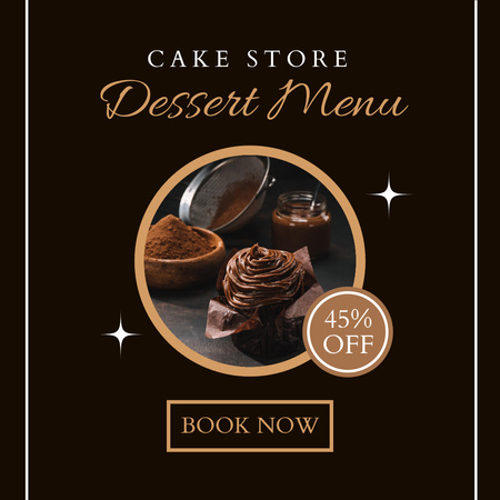 Designvorlage Baking Offer with Sweet Chocolate Cake für Instagram