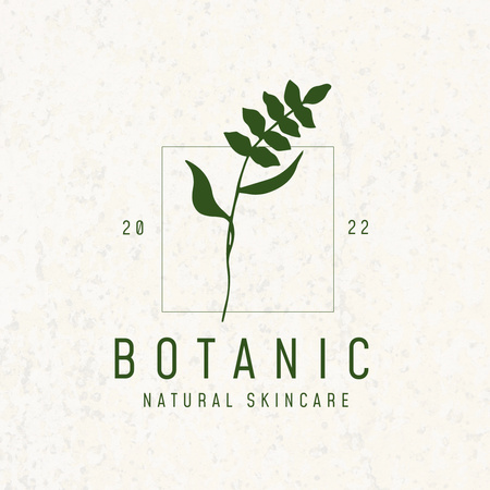 Organic Skincare Product Ad with Green Twig Logo 1080x1080pxデザインテンプレート
