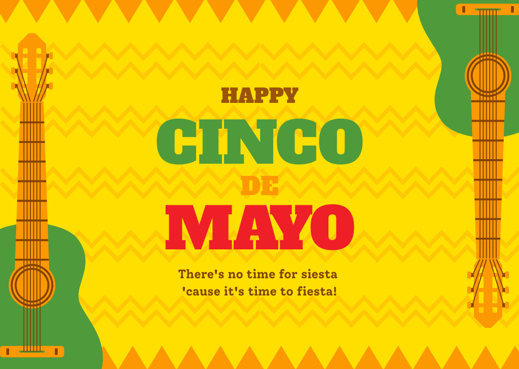 Designvorlage Cinco de Mayo Greeting with Guitar für Card