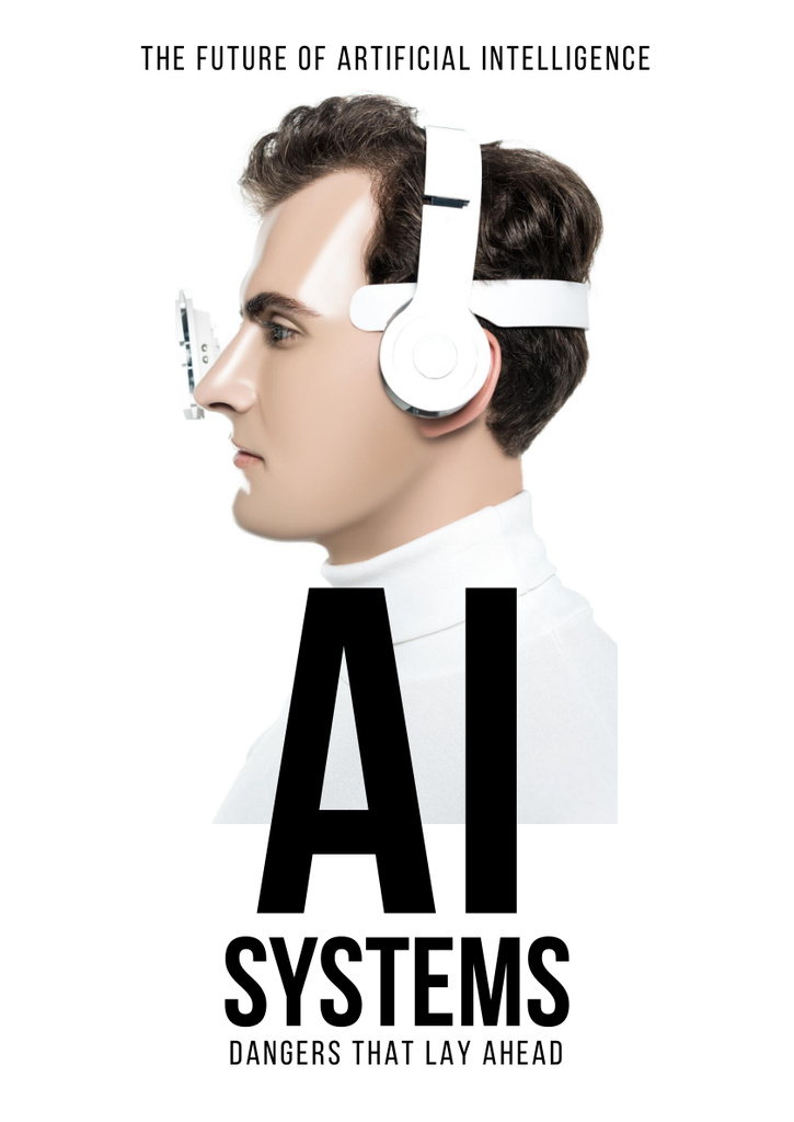 Artificial Intelligence Systems with Man in Smart Glasses Poster A3 Design Template
