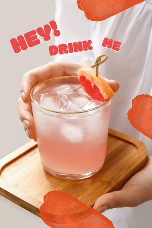 Fresh Cold Drink with Grapefruit Pinterest Design Template