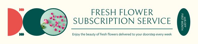 Designvorlage Big Discount on Fresh Flower Subscription Service für Ebay Store Billboard