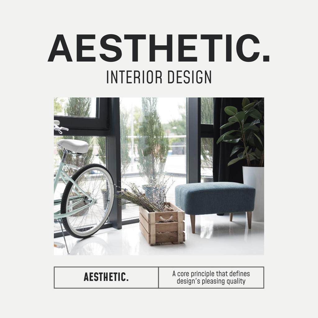 New Home Interior Design with Bicycle in Room Instagram Tasarım Şablonu