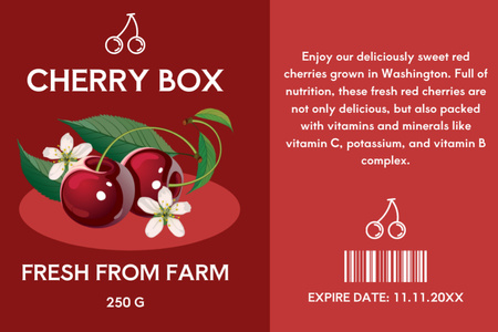 Fresh Natural Cherry from Farm Label Design Template