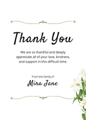 Funeral Thank You Card with Flowers Bouquet