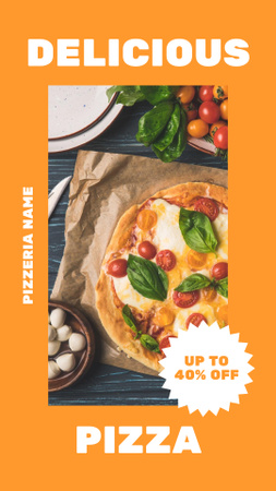 Platilla de diseño Delicious Pizza Up to 40 Off Instagram Story