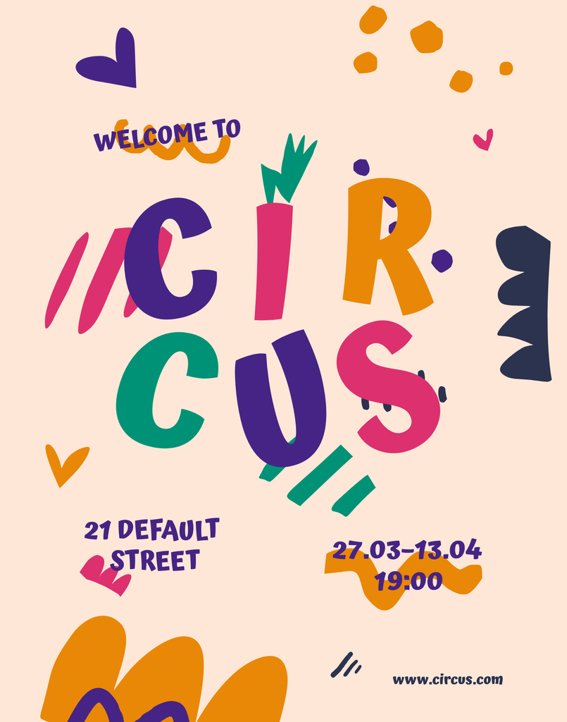 Circus Show Announcement with Bright Illustration Poster 22x28in Tasarım Şablonu