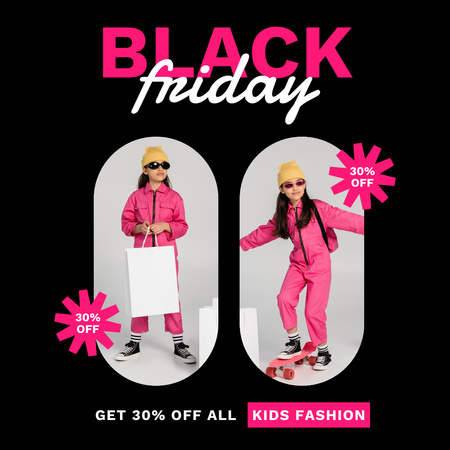 Black Friday Sale of Kids' Clothes Instagram Design Template