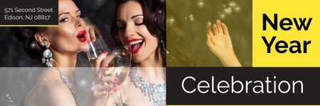 New Year Celebration Party with Champagne Twitter Design Template