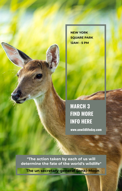 Eco Event Announcement with Wild Deer Invitation 4.6x7.2in – шаблон для дизайну