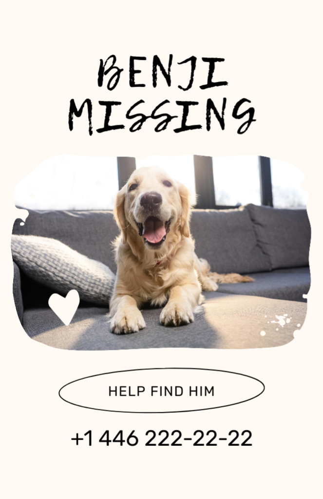 Help to Find Retriever Dog Flyer 5.5x8.5in Design Template