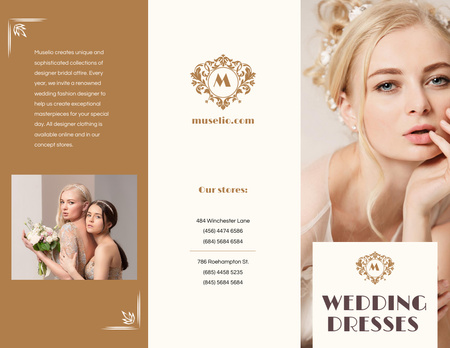 Wedding Dresses New Collection Ad with Beautiful Bride Brochure 8.5x11in Modelo de Design