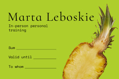 fruit shop Gift certificate with pineapples