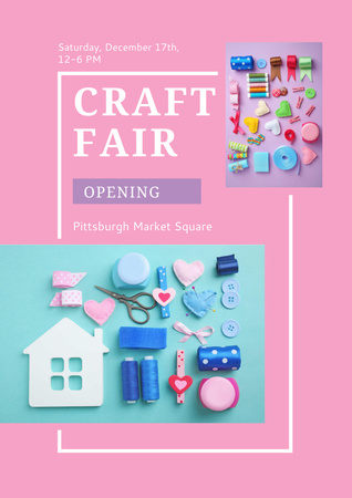 Ontwerpsjabloon van Poster van Craft fair Ad on Pink