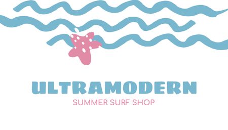 Designvorlage Emblem des trendigen Sommerladens für Business Card US