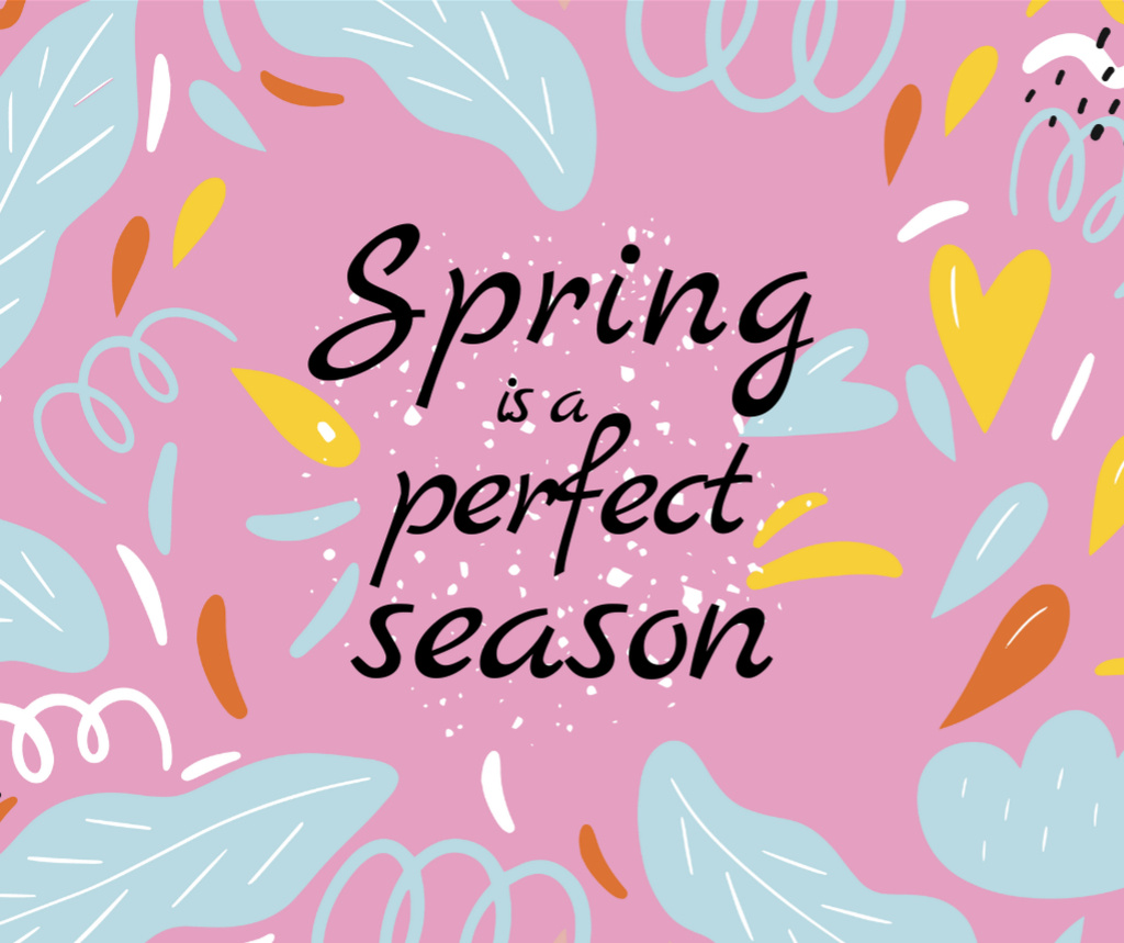 Spring Quote on bright pattern Facebook Design Template