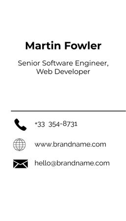 Senior Software Engineer -palvelutarjous Business Card US Vertical Design Template