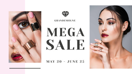 Plantilla de diseño de Jewelry Store Offer with Beautiful Young Girl FB event cover 