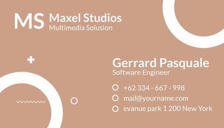 Software Engineer Services Ad on Beige Business Card US Design Template