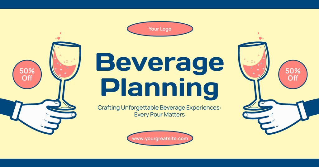 Designvorlage Event Planning Discount with Drinks für Facebook AD